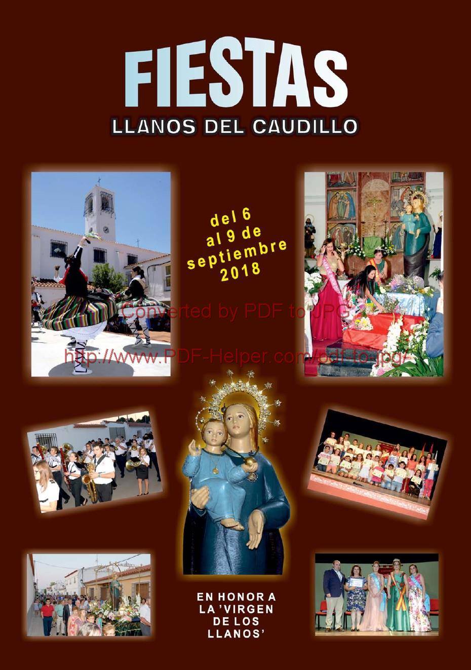 Fiestas patronales en honor de Nuestra Señora de los Llanos 2018 Llanos del Caudillo